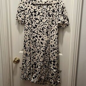 Liz Claiborne Vintage Silk Black and White Floral Dress Size 6